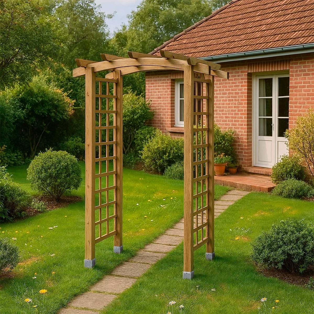 Arche de jardin Jasmin en arc + 4 supports poteaux à enfoncer - Cémonjardin - Image 2