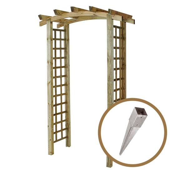 Arche de jardin Jasmin en arc + 4 supports poteaux à enfoncer - Cémonjardin - Image 1