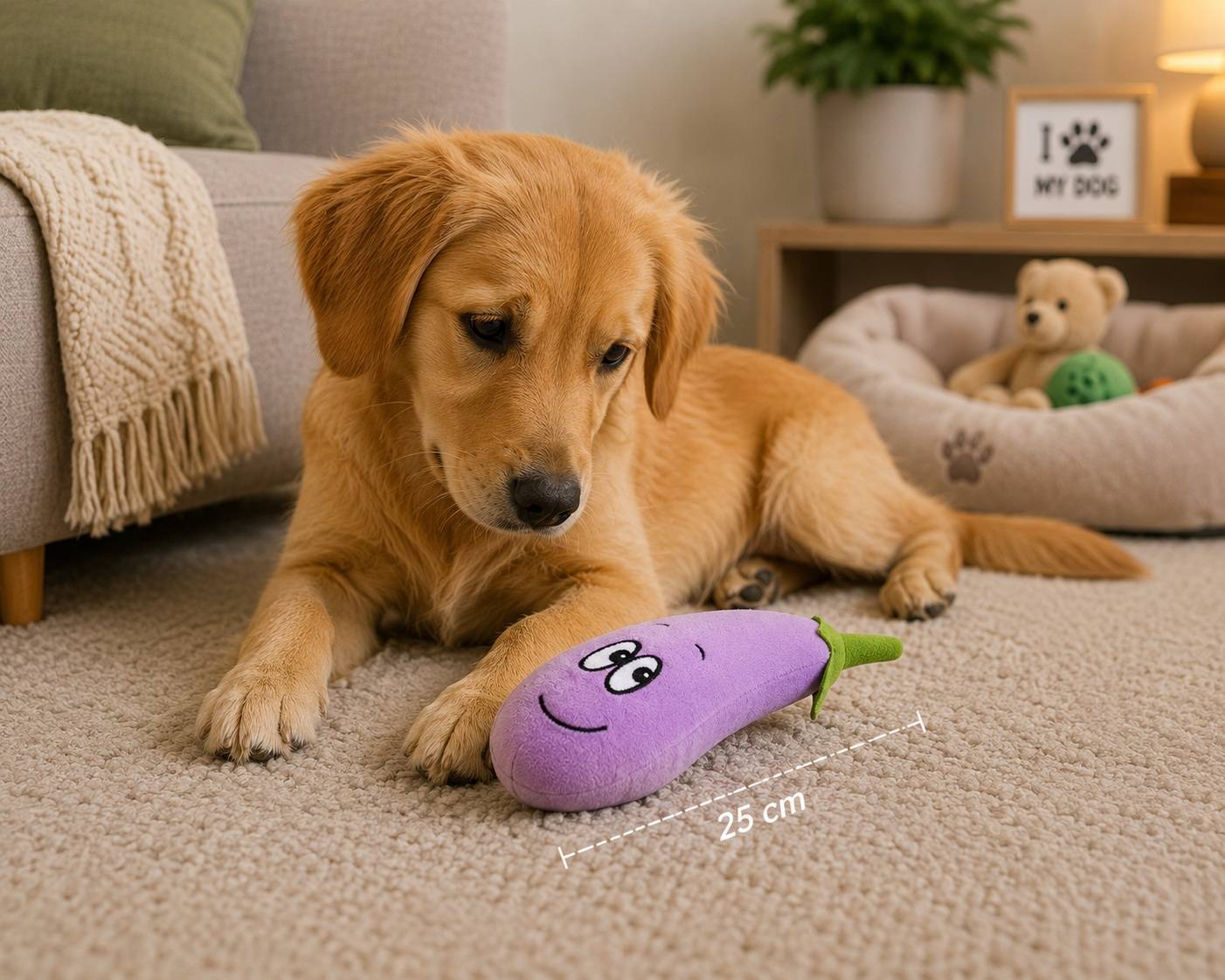 Jeu en peluche aubergine pour chien 25cm - Image 4