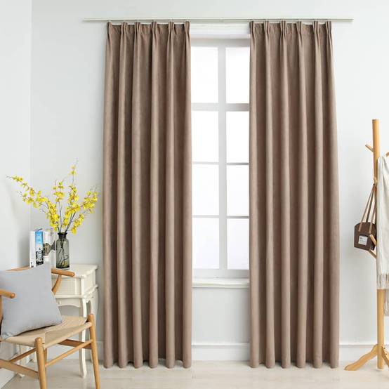 Rideaux occultants - Panneaux de rideau avec crochets 2 pcs Taupe 140x245 cm - Image 2