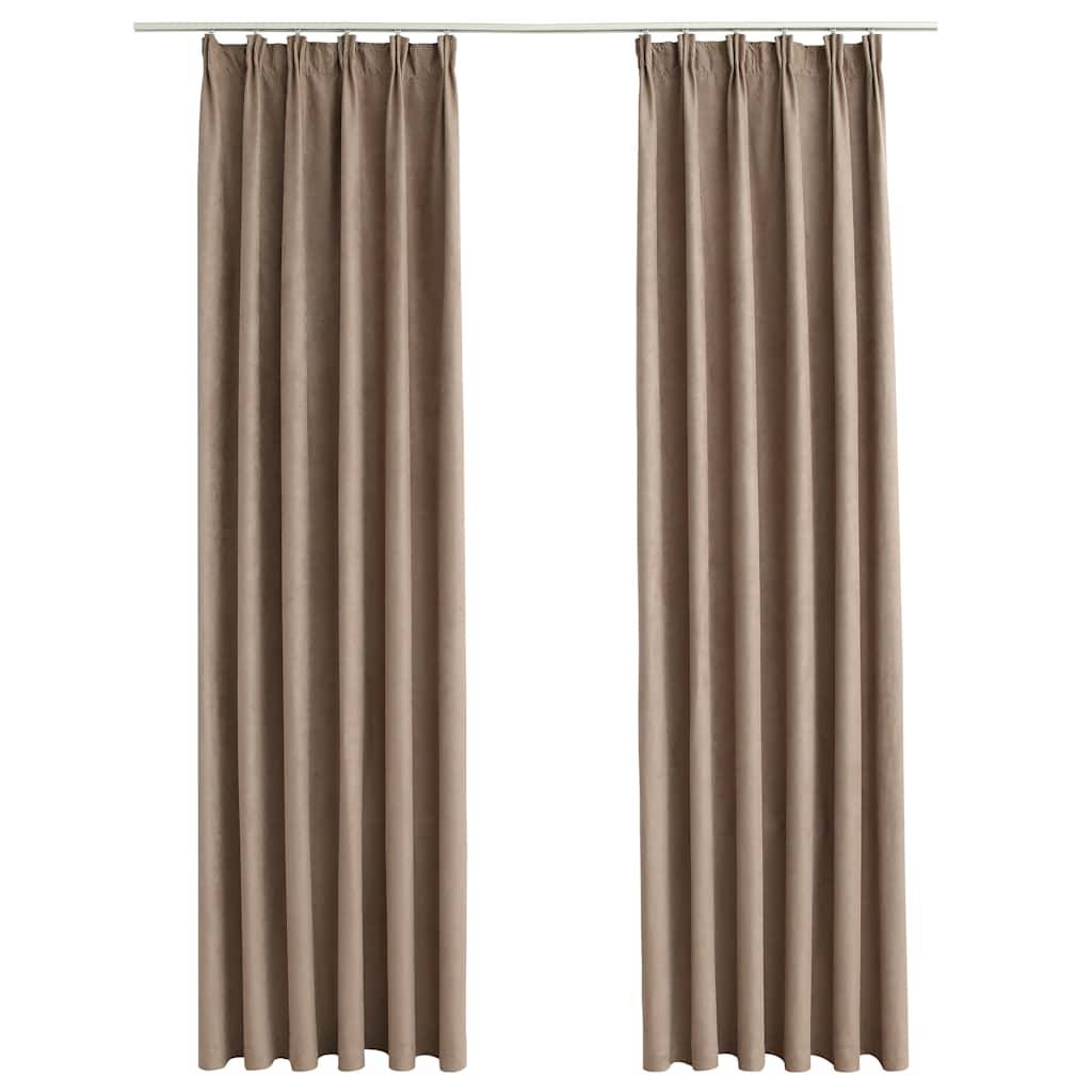 Rideaux occultants - Panneaux de rideau avec crochets 2 pcs Taupe 140x245 cm - Image 1