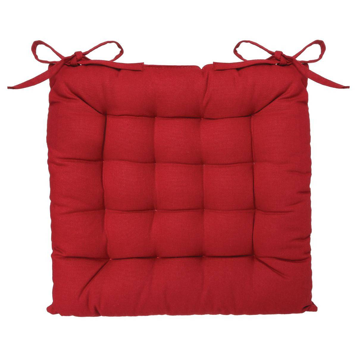 Lot de 2 Galettes de chaise en Coton Rouge 38 x 38 cm - Image 3