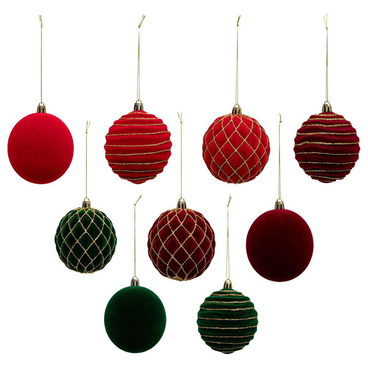 Fééric Lights & Christmas - Boule de Noël pailletté rouge x9 80mm - Atmosphera Créateur d'intérieur - Image 1