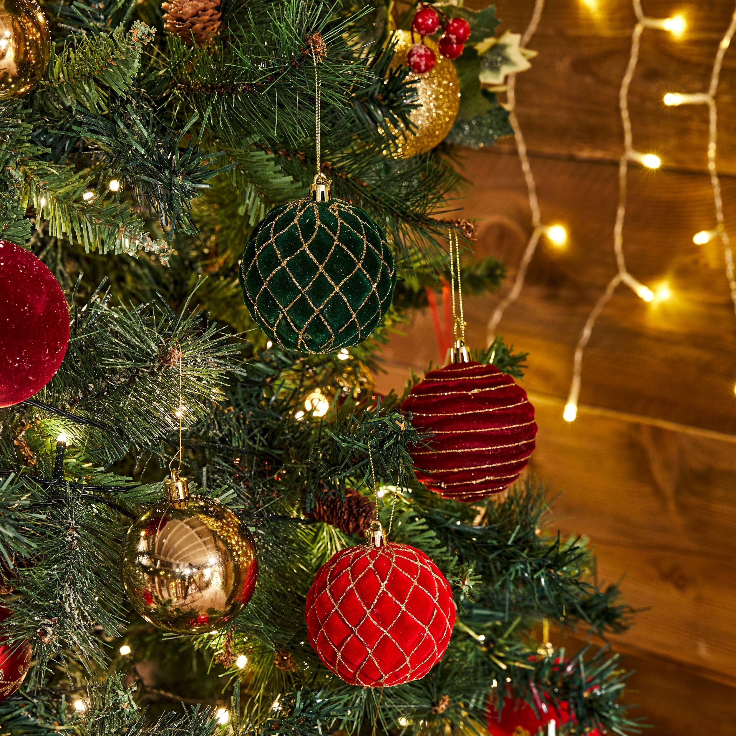 Fééric Lights & Christmas - Boule de Noël pailletté rouge x9 80mm - Atmosphera Créateur d'intérieur - Image 1