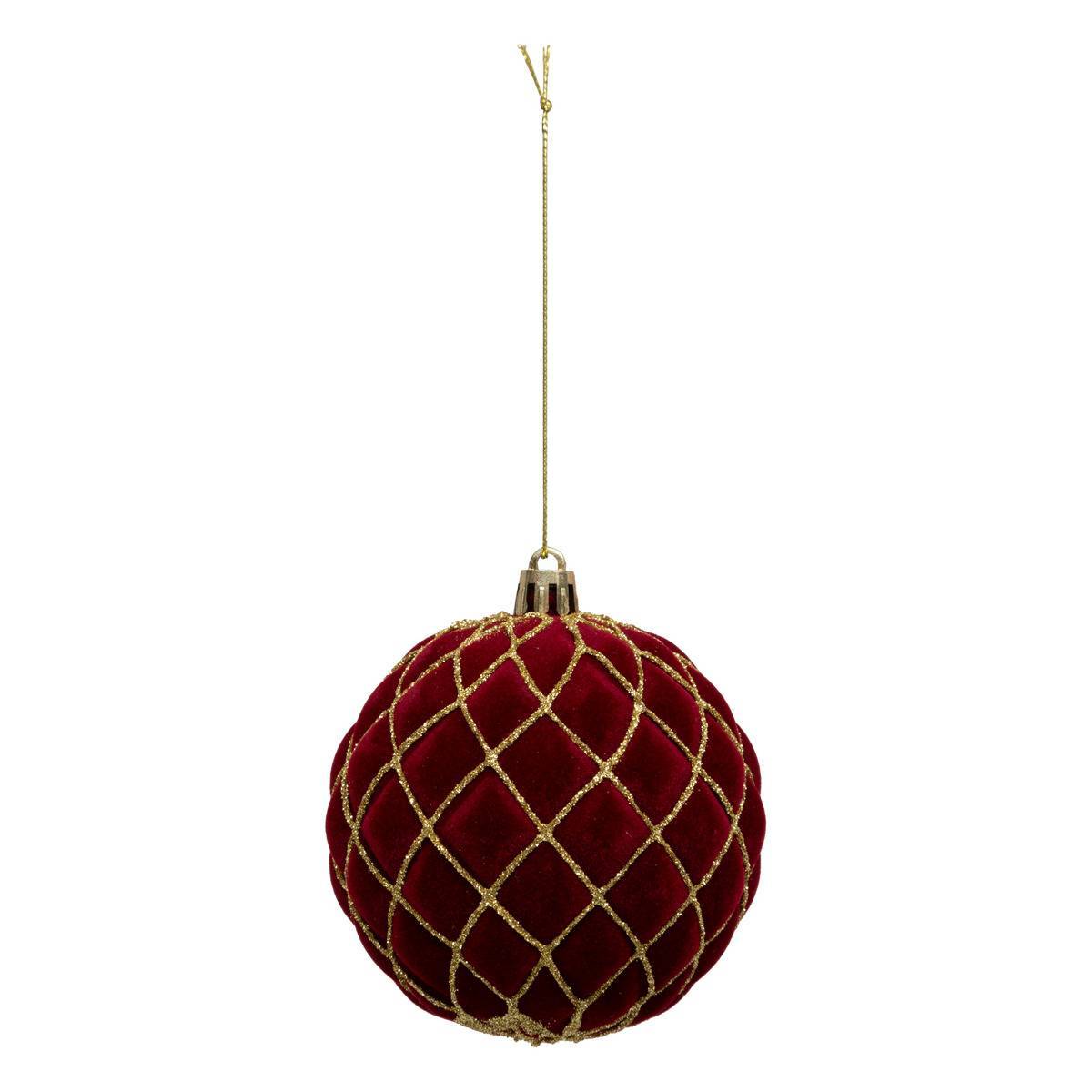 Fééric Lights & Christmas - Boule de Noël pailletté rouge x9 80mm - Atmosphera Créateur d'intérieur - Image 3