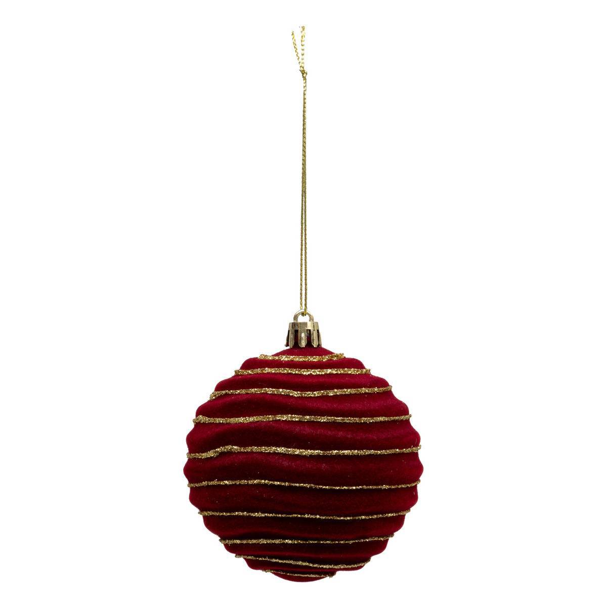Fééric Lights & Christmas - Boule de Noël pailletté rouge x9 80mm - Atmosphera Créateur d'intérieur - Image 2