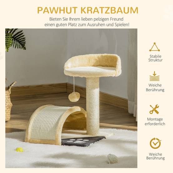 Arbre à chat sisal et peluche beige 35.5 x 37 x 46 cm - PANGIVO - Image 5