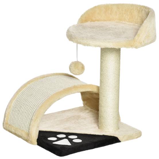 Arbre à chat sisal et peluche beige 35.5 x 37 x 46 cm - PANGIVO - Image 1