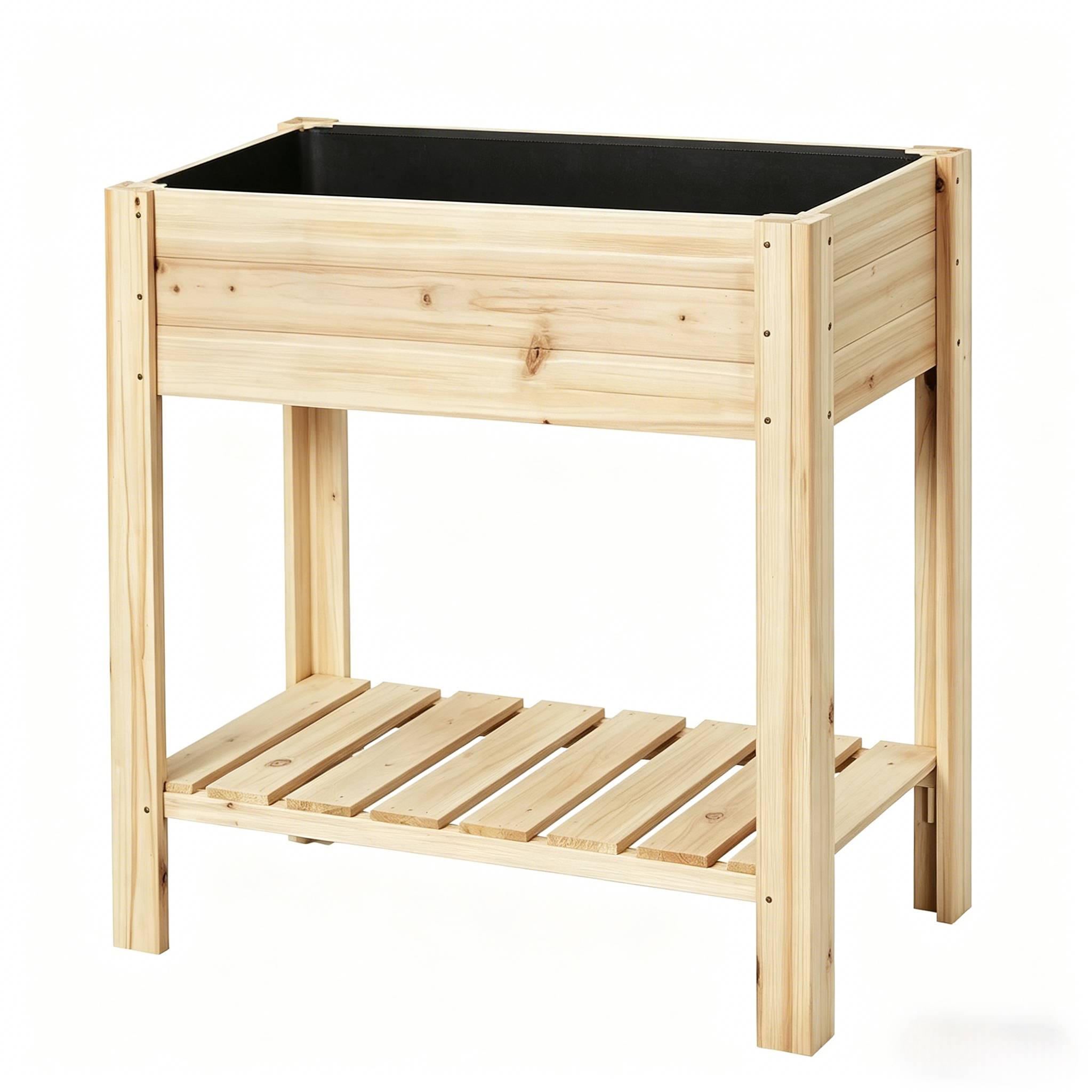 Carré potager surélevé bois sapin balcon terrasse avec étagère 80x40x75cm naturel - ComfortXL Outdoor Living - Image 7