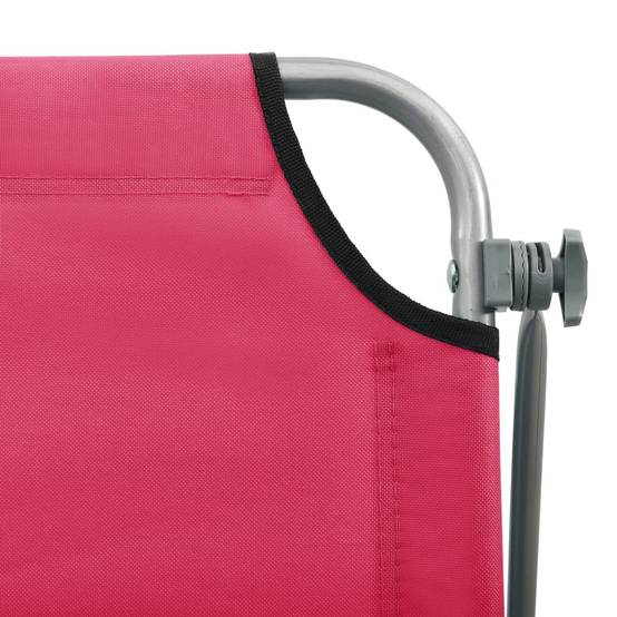 Helloshop26 - Transat chaise longue bain de soleil lit de jardin terrasse meuble d'extérieur avec auvent acier rose - Image 6