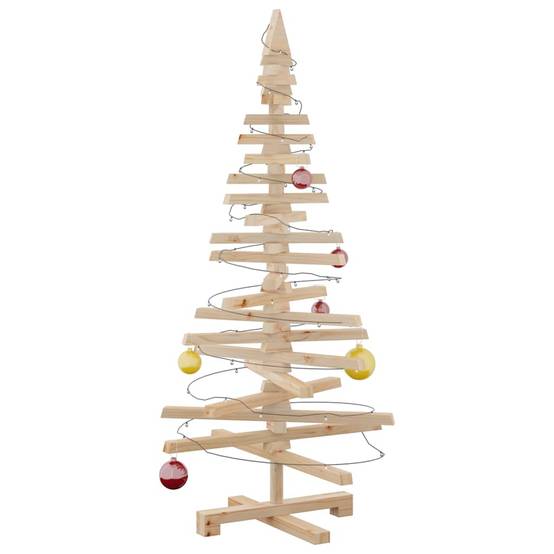Maison Chic - Arbre de Noël, Sapin de Noël en bois pour décoration 120 cm bois massif de pin u648q - Image 4
