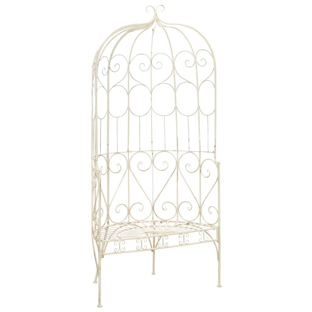 PANGIVO - Banc de jardin fer forgé blanc antique 95 x 54 x 200 cm - PANGIVO