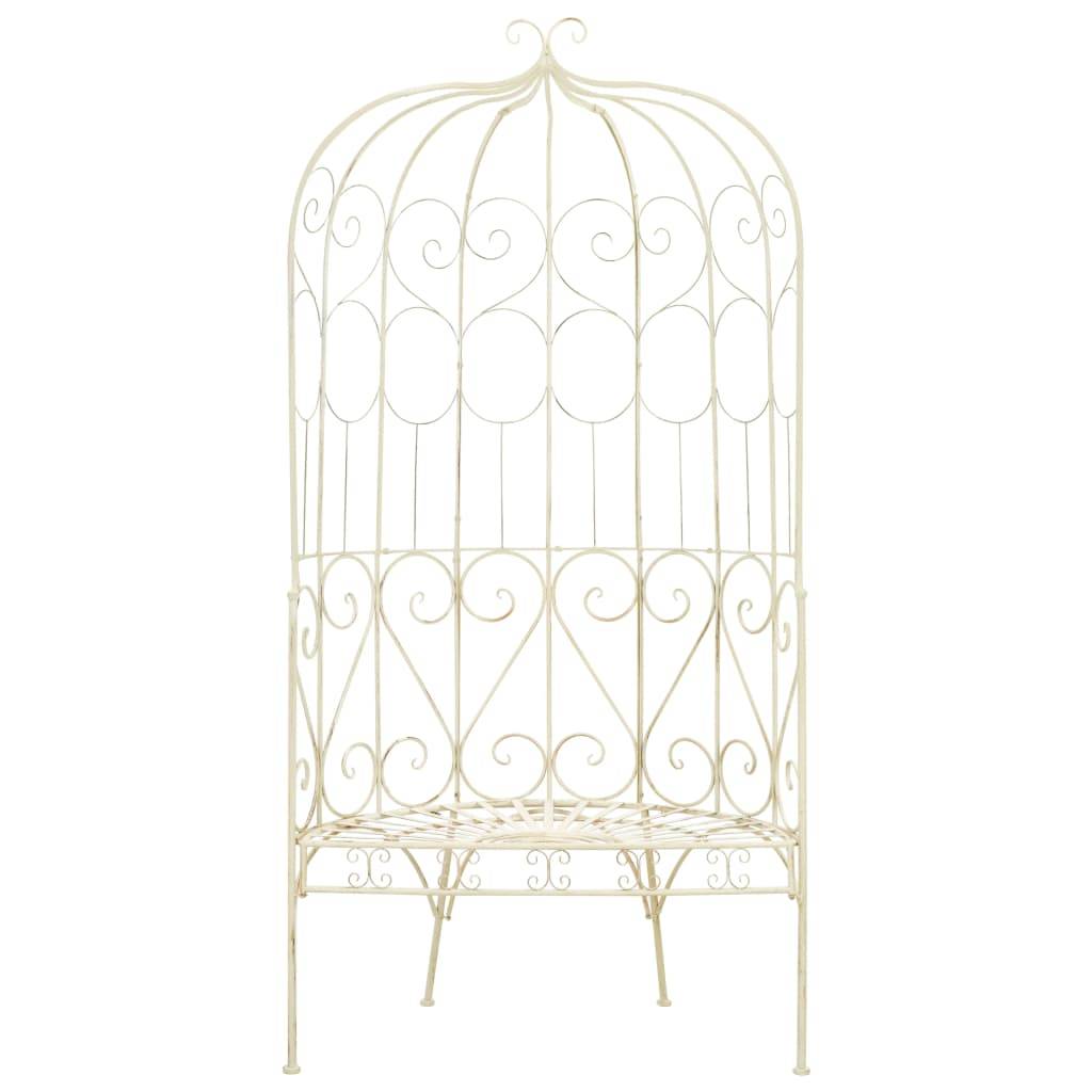 PANGIVO - Banc de jardin fer forgé blanc antique 95 x 54 x 200 cm - PANGIVO - Image 2