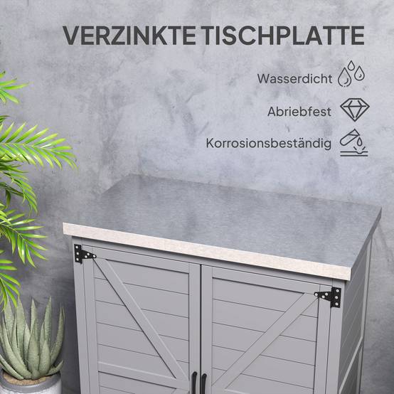 ComfortXL - Armoire de jardin sapin acier galvanisé 79 x 43 x 92 cm gris établi extérieur multifonction rangement outils - Image 5