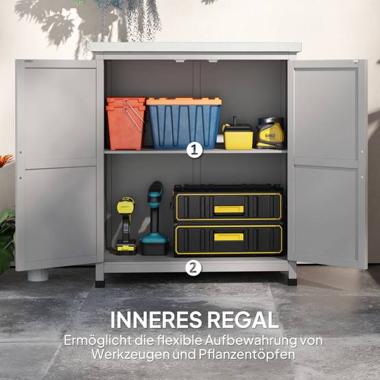 ComfortXL - Armoire de jardin sapin acier galvanisé 79 x 43 x 92 cm gris établi extérieur multifonction rangement outils - Image 6