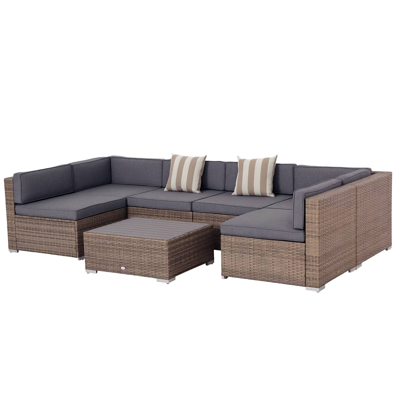 ComfortXL - Salon de jardin modulable 7 pièces résine tressée métal grand canapé table gris - ComfortXL Outdoor Living - Image 1