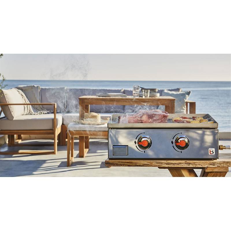 Brasero - plancha au gaz BRASERO Joana Inox 2 Feux - Surface de cuisson 53 x 40 cm - Gris - Image 3
