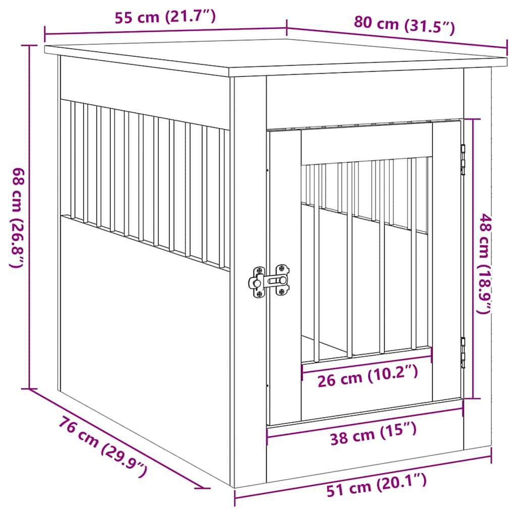 Vidaxl - Meuble de cage chiens vieux bois 55x80x68 cm bois d'ingénierie vidaXL 857642 - Image 3