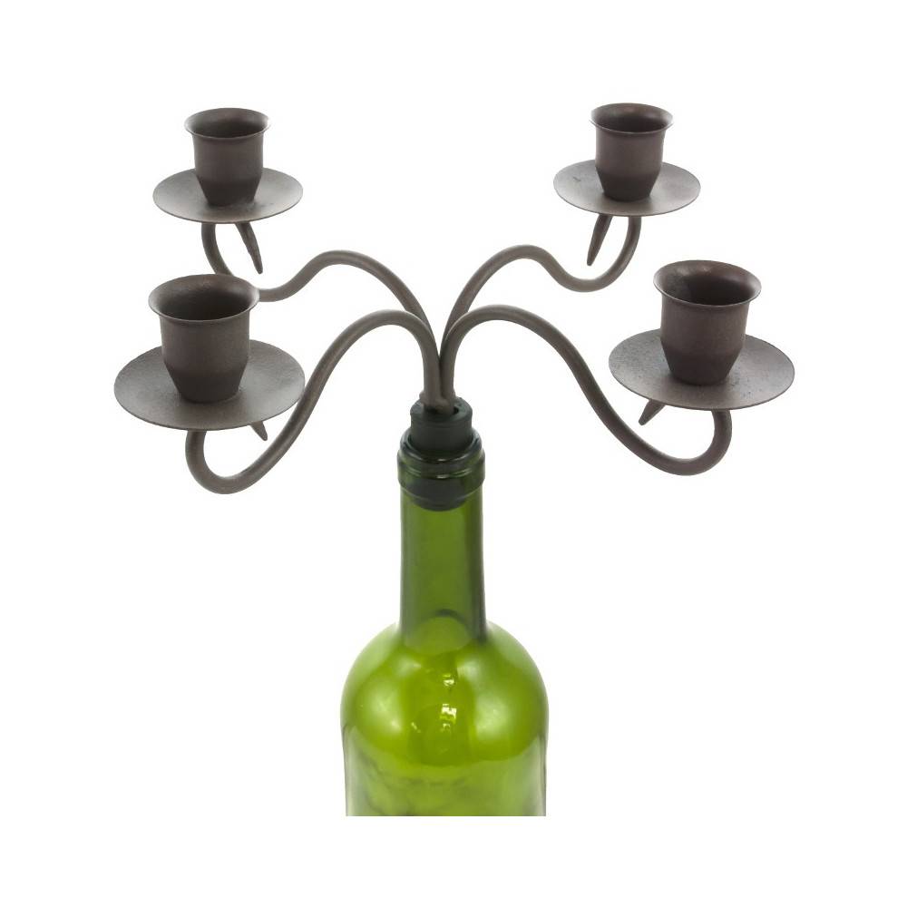 Bougeoir bouteille 4 supports en métal marron 25 x 25 cm Chemin de campagne - Image 1