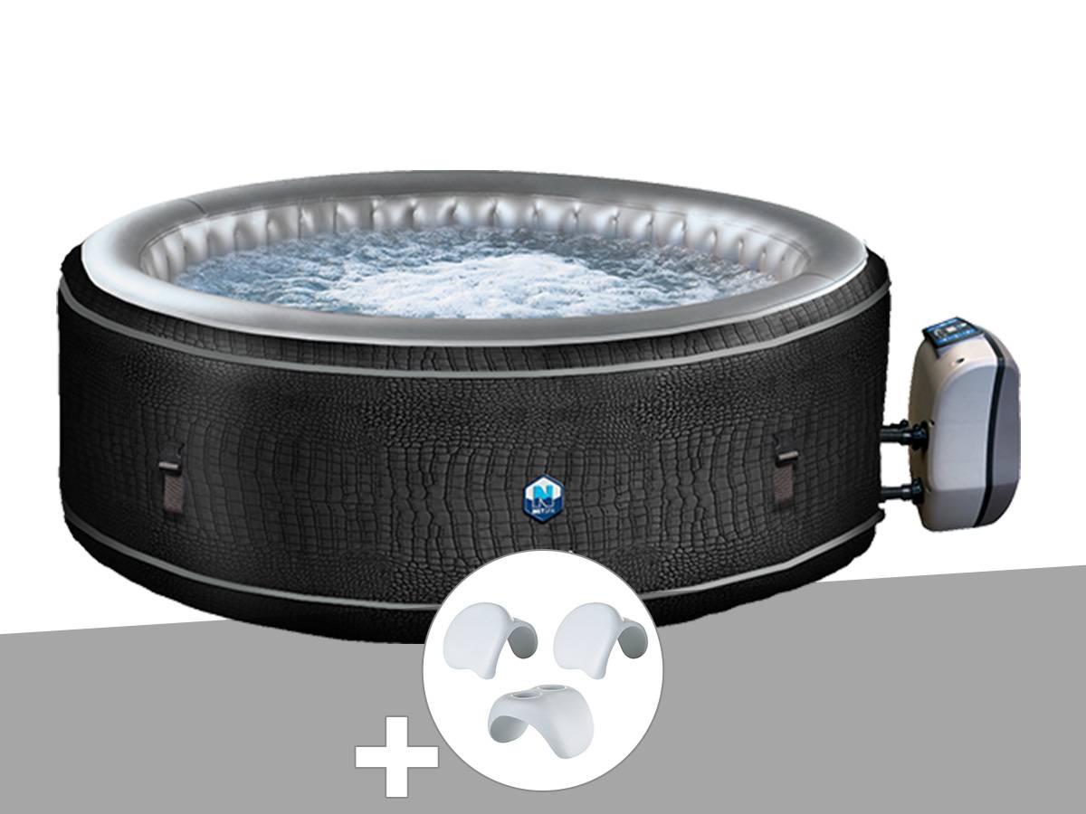 Netspa - Spa gonflable Netspa Boa rond Bulles 5-6 places + 2 appuie-têtes + 1 porte-gobelet