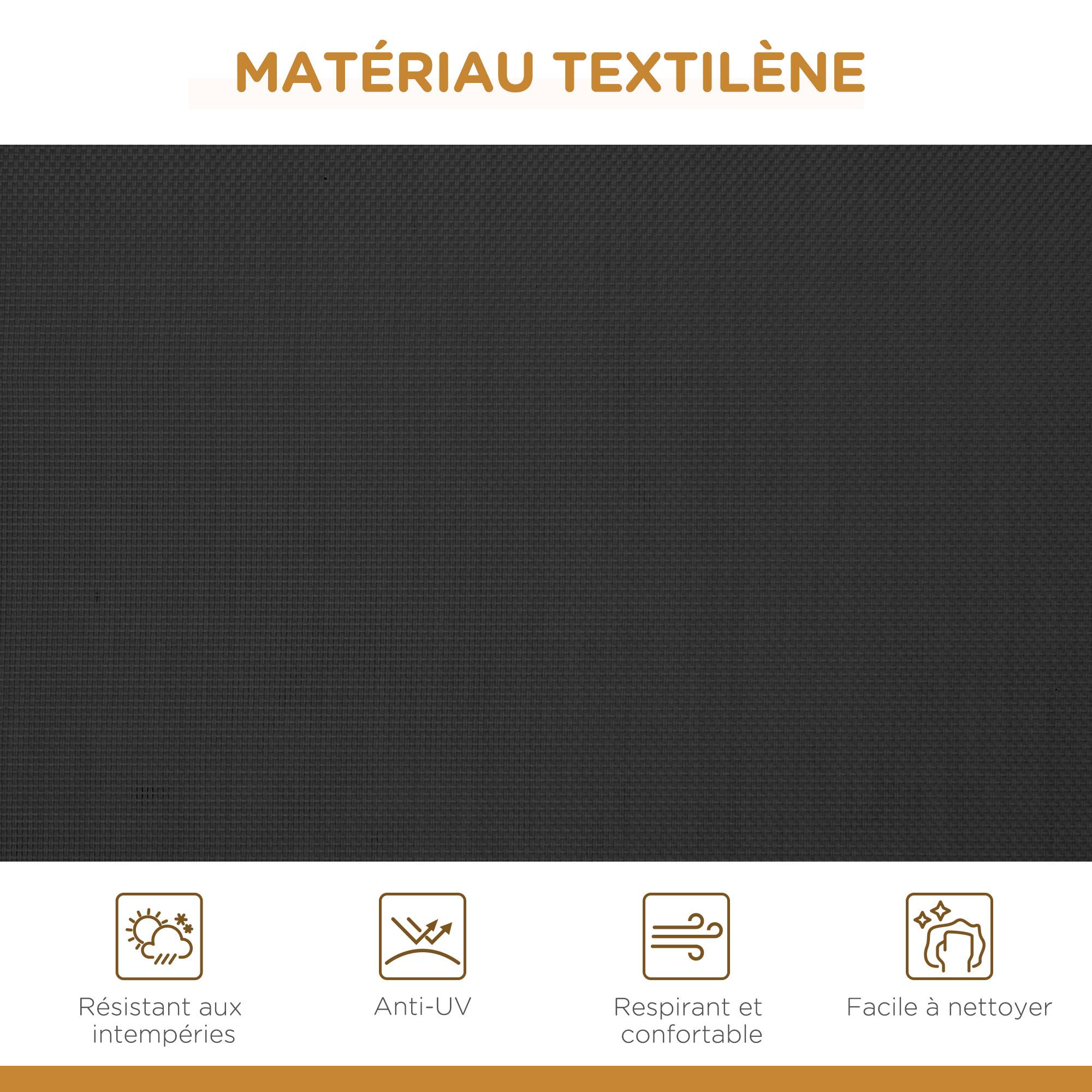 Outsunny - Balancelle de jardin 3 places grand confort toit inclinaison réglable assise et dossier ergonomique acier époxy textilène noir - Outsunny - Image 7