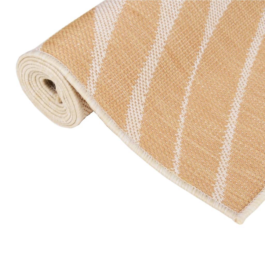 Tapis d'Extérieur Motif Feuille Tissage Plat en PP pour Balcon Terrasse Jaune 80x150 cm – ComfortXL Outdoor Living - Image 3