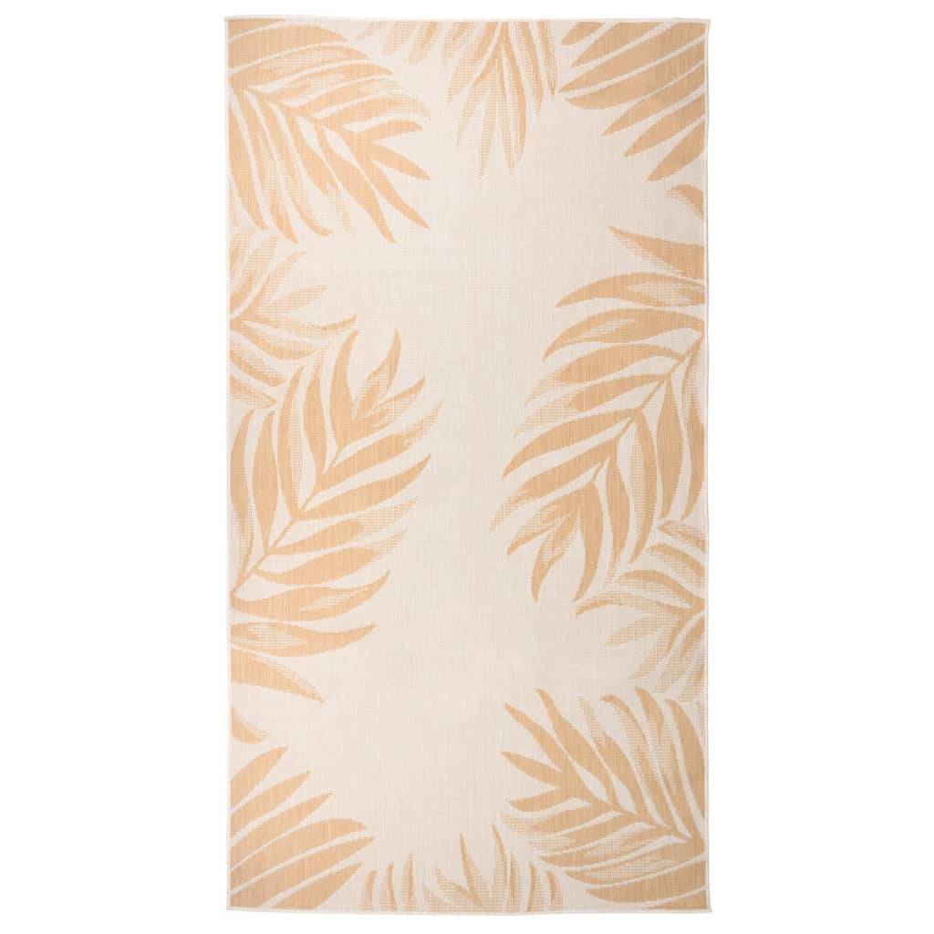 Tapis d'Extérieur Motif Feuille Tissage Plat en PP pour Balcon Terrasse Jaune 80x150 cm – ComfortXL Outdoor Living - Image 1