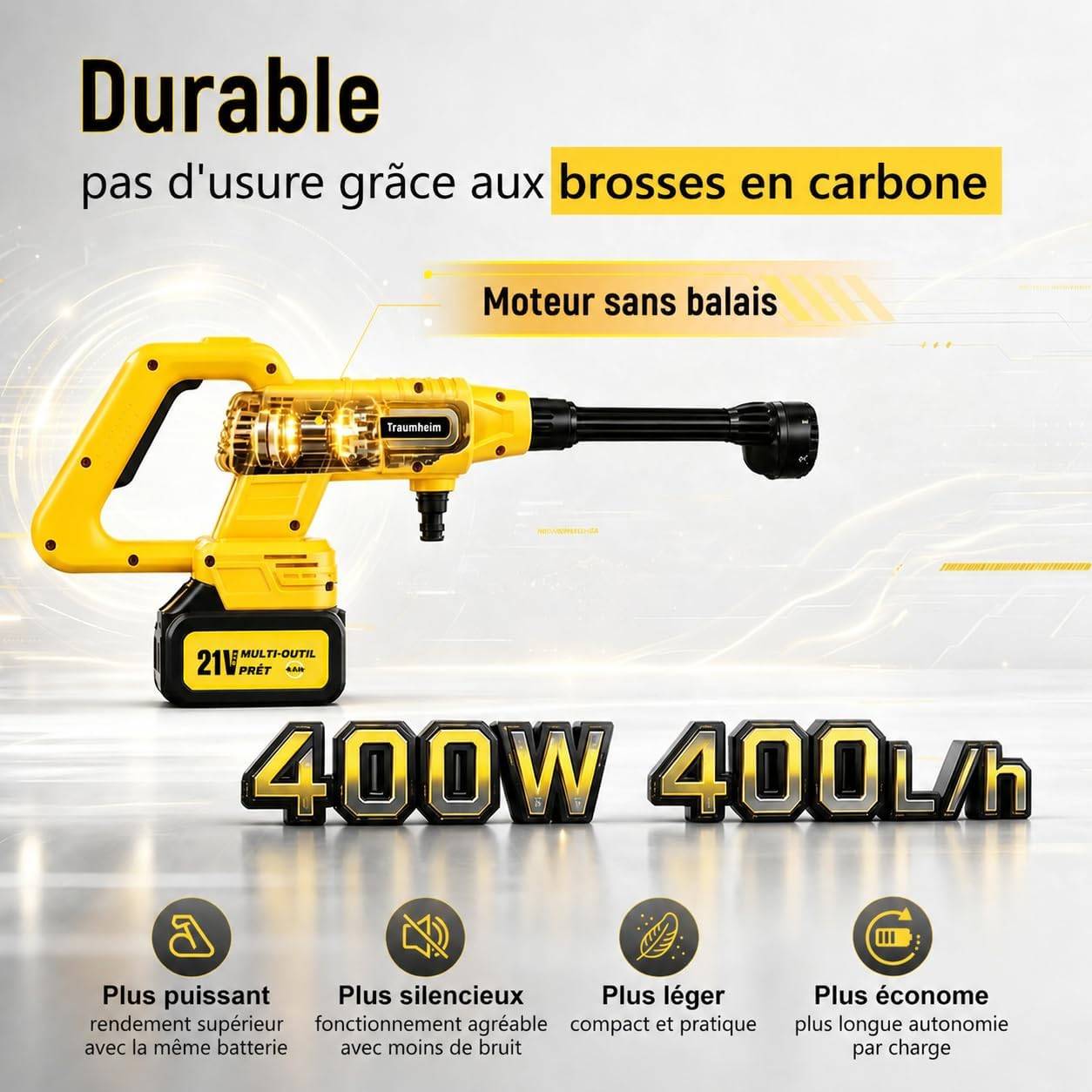 Sans Marque - Nettoyeur haute pression sans fil 21 V Traumheim - Image 2