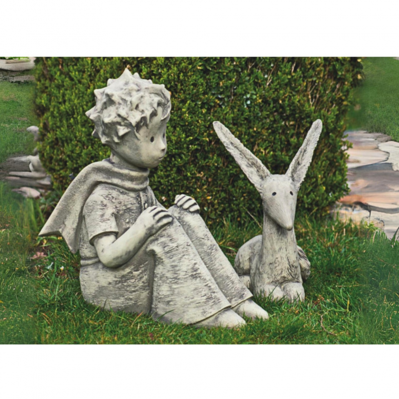 Jardinex - Statue de jardin "Le Renard attentif "- Le Petit Prince - Gris clair 37 cm - Jardinex - Image 4