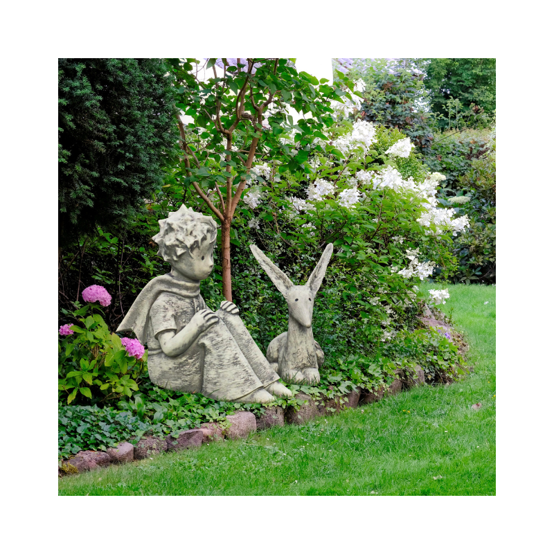 Jardinex - Statue de jardin "Le Renard attentif "- Le Petit Prince - Gris clair 37 cm - Jardinex - Image 3
