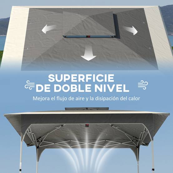 Tente pliante pop-up 3,5 x 3,5 m avec 3 niveaux de hauteur réglables, double toit, fermeture centrale et sac de transport, protection UPF50+ grise - Image 7