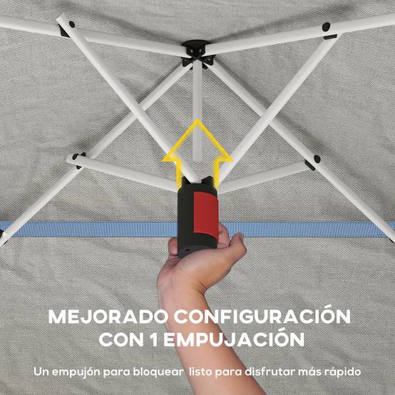 Tente pliante pop-up 3,5 x 3,5 m avec 3 niveaux de hauteur réglables, double toit, fermeture centrale et sac de transport, protection UPF50+ grise - Image 8
