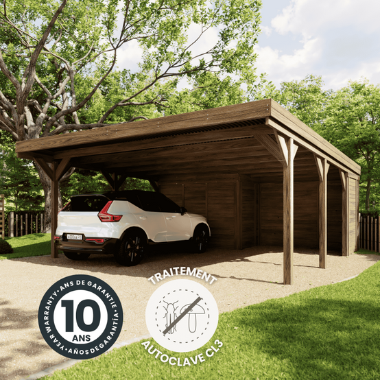 Cerland - CARPORT BOIS 2 VOITURES AVEC ANNEXE 39M² - Image 3