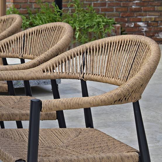 Fauteuil aluminium noir et corde tressée naturelle Casamance - Gecko Jardin - Image 4