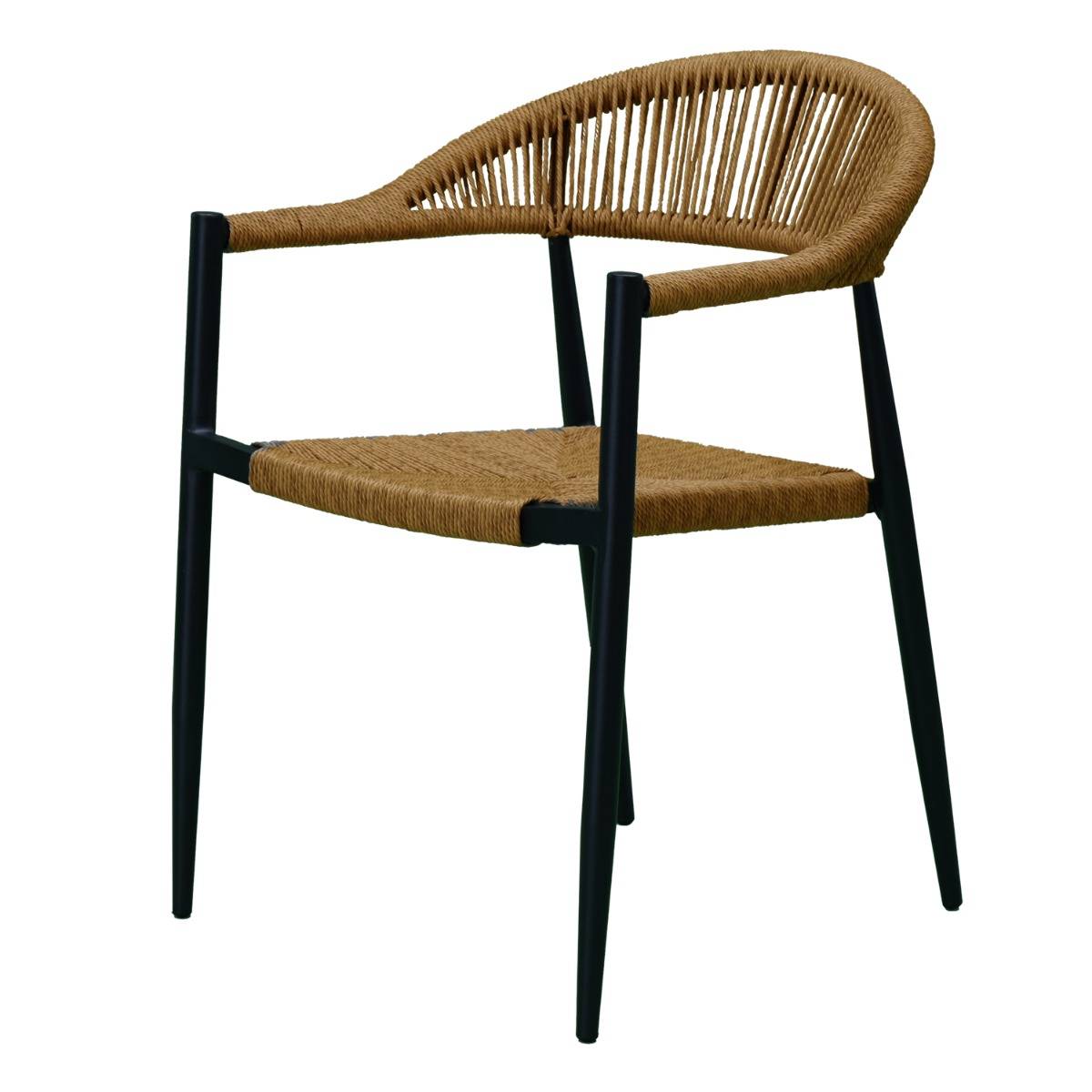 Fauteuil aluminium noir et corde tressée naturelle Casamance - Gecko Jardin - Image 2