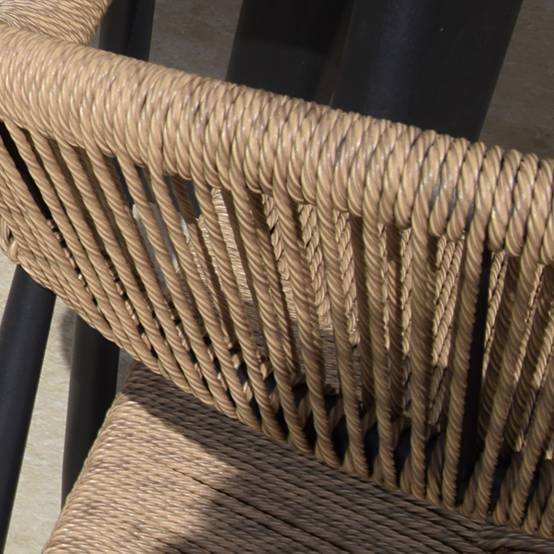 Fauteuil aluminium noir et corde tressée naturelle Casamance - Gecko Jardin - Image 3