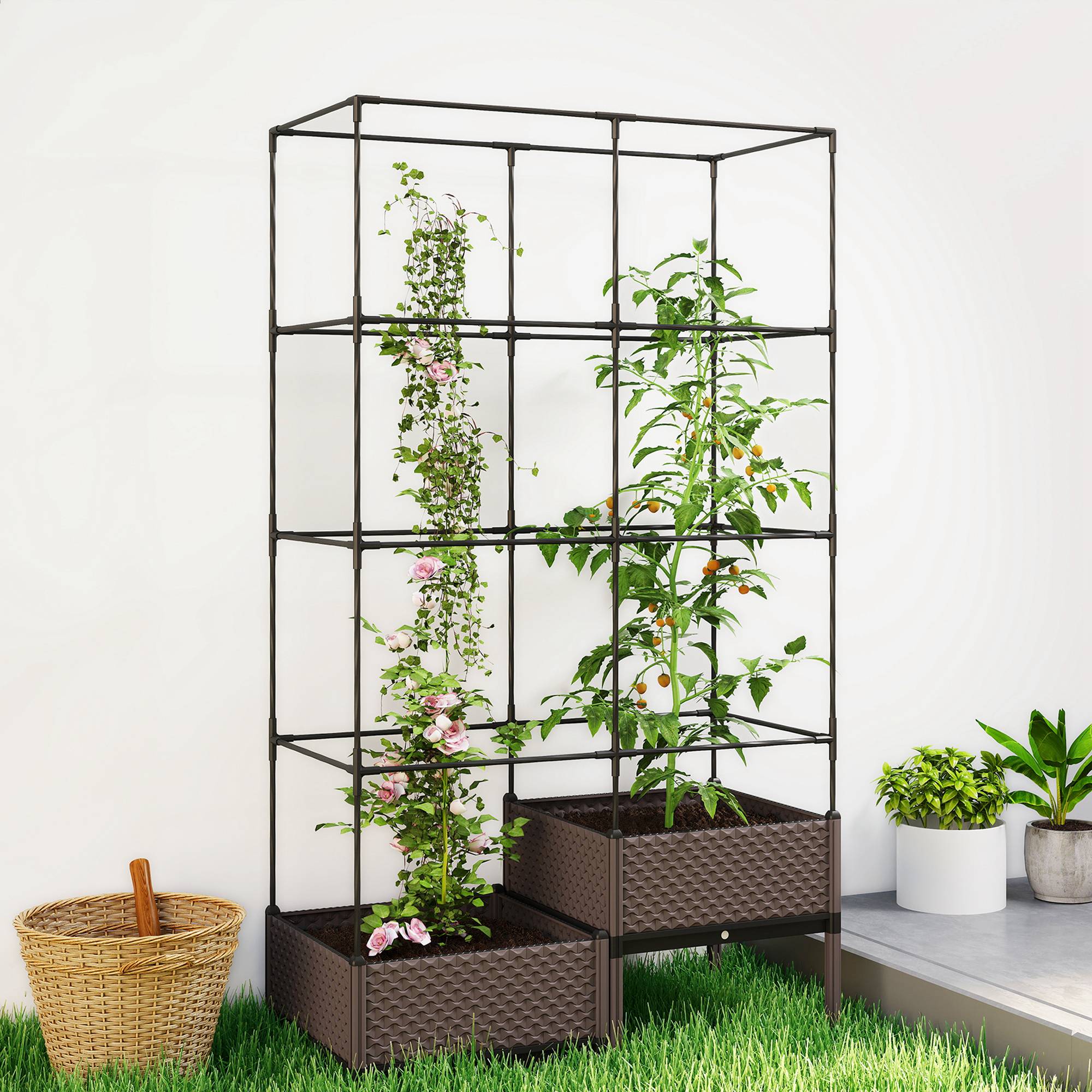 Sans Marque - Jardinière surélevée treillis drainage plastique 100x50x174 cm - Image 3