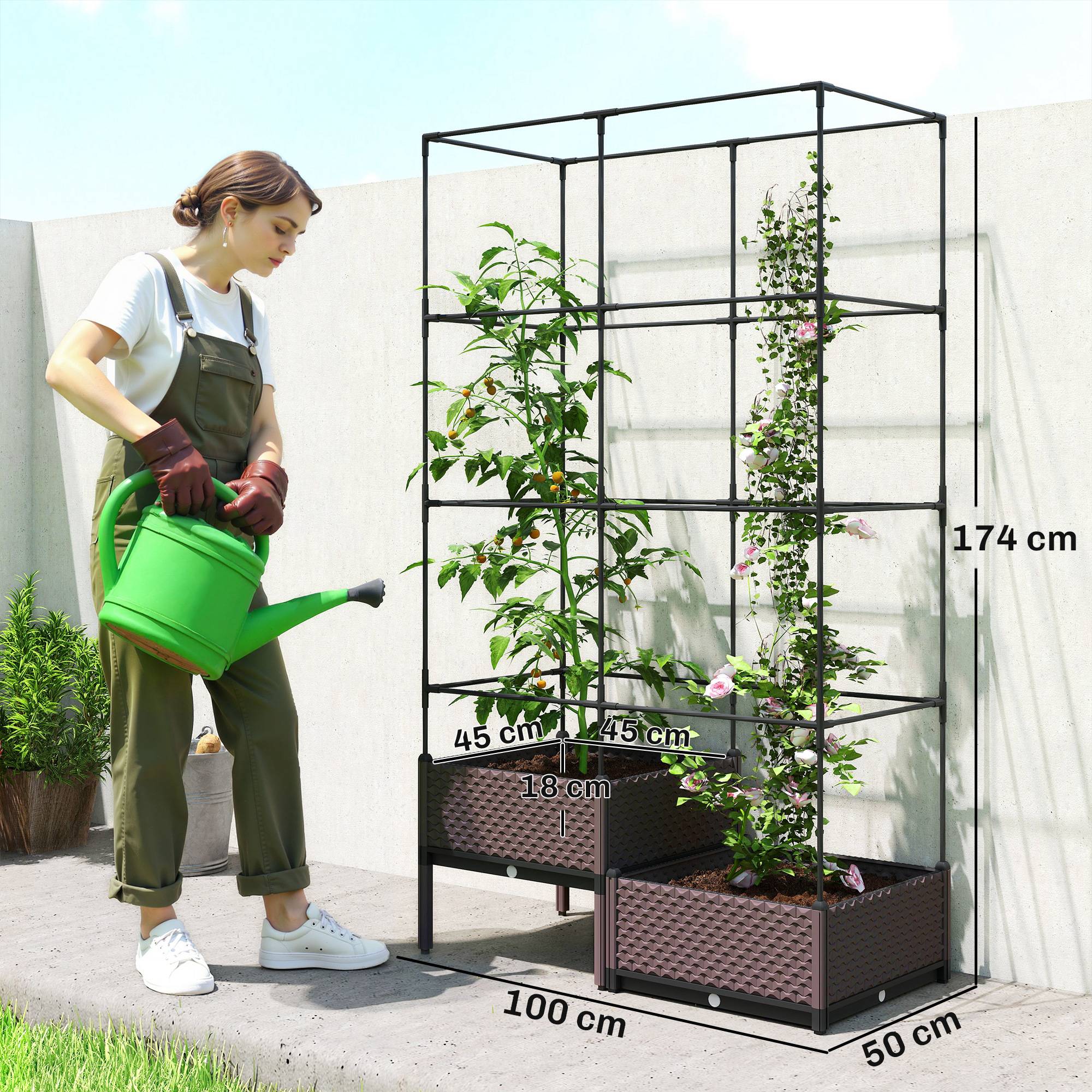 Sans Marque - Jardinière surélevée treillis drainage plastique 100x50x174 cm - Image 5