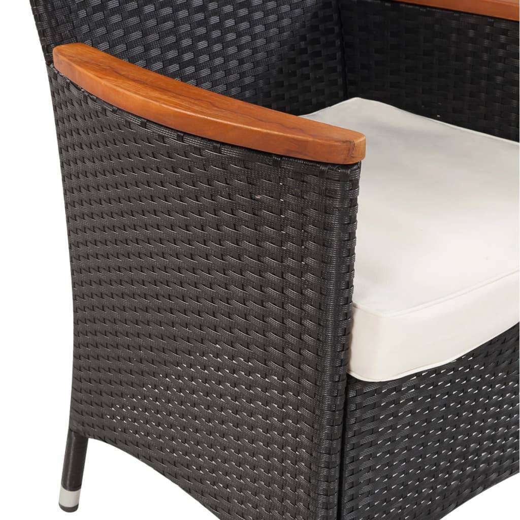 Helloshop26 - Salon de jardin meuble d'extérieur ensemble de mobilier 5 pièces avec coussins résine tressée noir - Image 3
