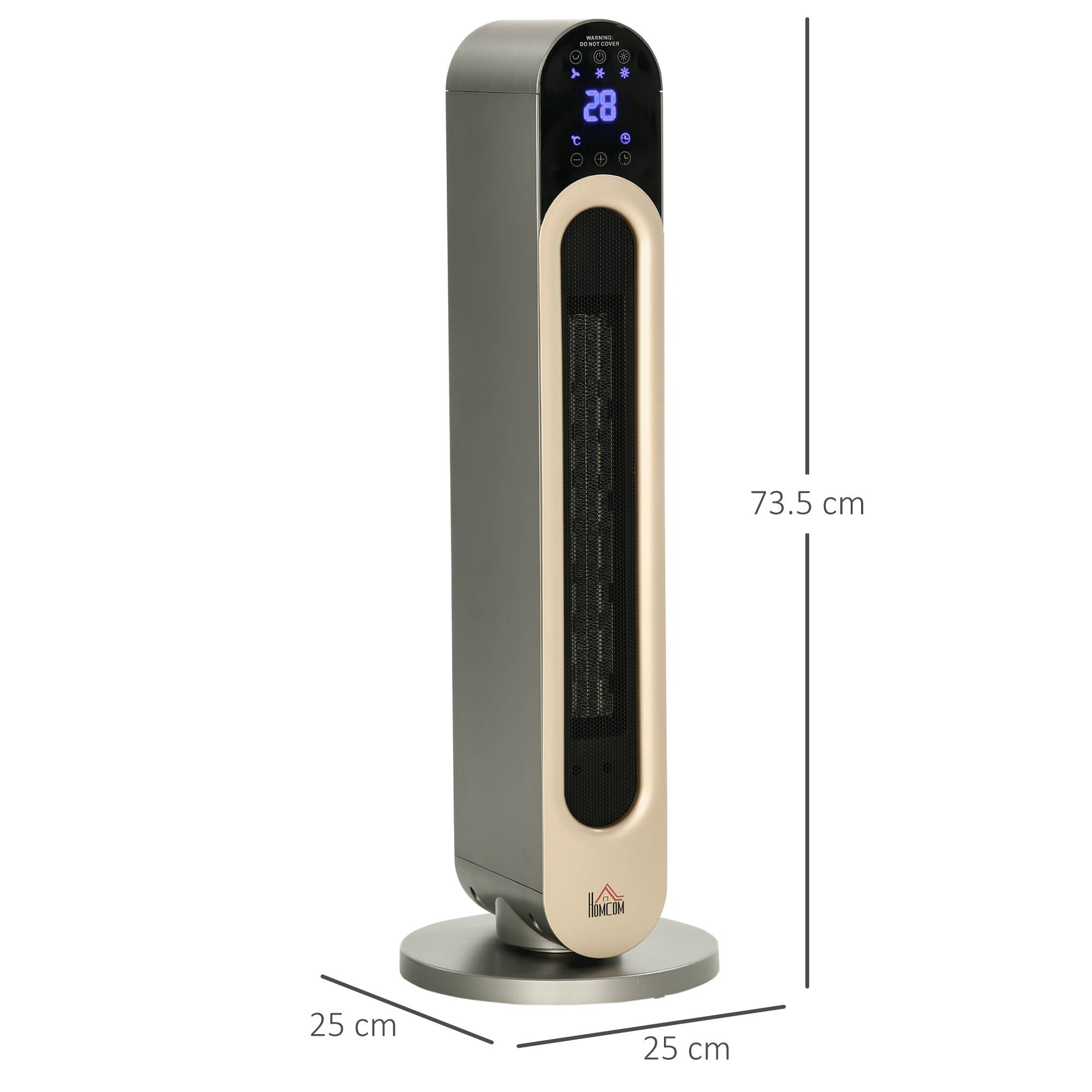 Chauffage d'appoint électrique avec 3 modes de chauffage réglables et télécommande, Φ25 x 73,5 cm, argent - Image 5