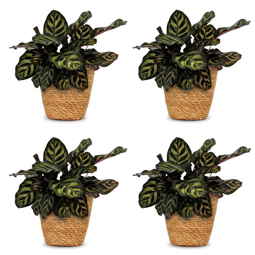 Calathea Makoyana - Plante Paon - Pot de 12cm - Hauteur 25cm - 4 plantes - Panier - Plantes d'intérieur - Image 2
