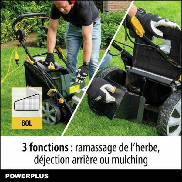 Tondeuse a gazon électrique - POWERPLUS - POWPG6290 - 1800 W - 460 mm Ø - Avec ramassage, mulching et éjection Arriere - Image 3