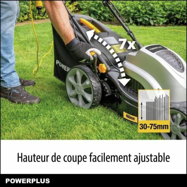 Tondeuse a gazon électrique - POWERPLUS - POWPG6290 - 1800 W - 460 mm Ø - Avec ramassage, mulching et éjection Arriere - Image 5