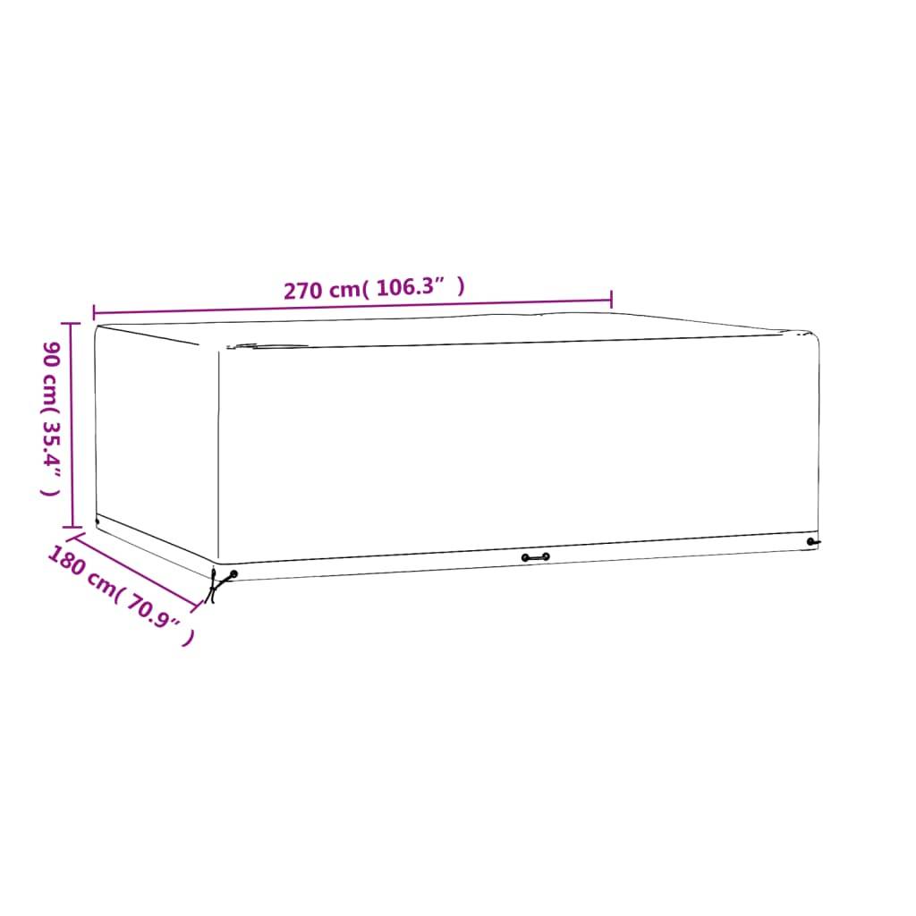 Lot de 2 Bâches de Protection PE pour Grand Salon de Jardin Imperméable Anti-UV Noir 270x180x90 cm – ComfortXL Outdoor Living - Image 10