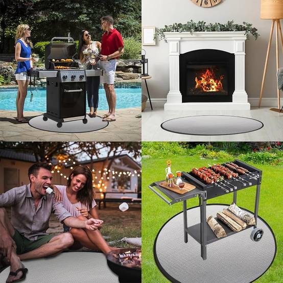 Accessoires de barbecue,Tapis de barbecue ignifuge et ignifuge pour barbecue en extérieur, camping, rond, 91 cm-Lytech - Image 6