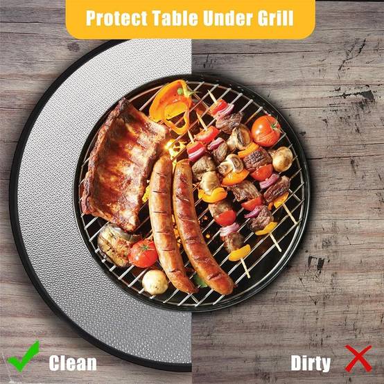 Accessoires de barbecue,Tapis de barbecue ignifuge et ignifuge pour barbecue en extérieur, camping, rond, 91 cm-Lytech - Image 9