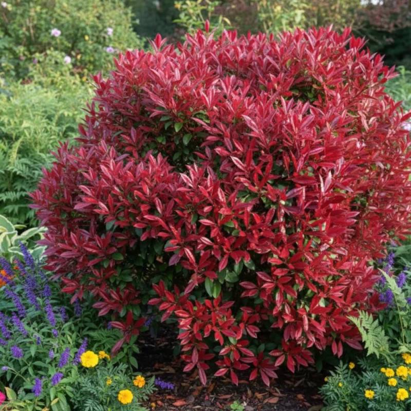 Photinia Red Select à fleurs Blanche - feuillage Persistant - Pot de 7,5L - 80/100 cm-  hauteur à maturité De 2,50 m à 3,00 m - Image 3