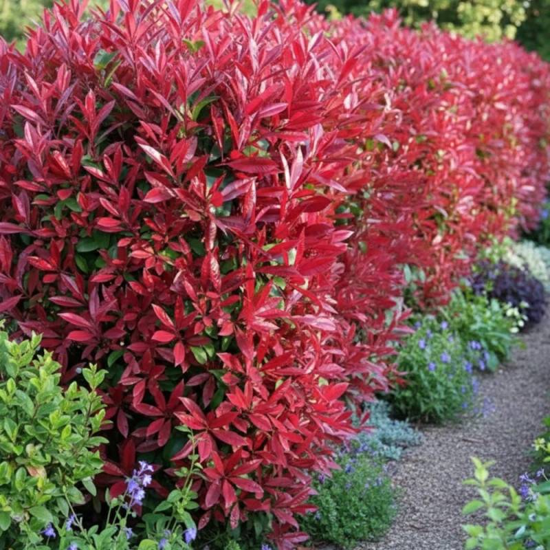 Photinia Red Select à fleurs Blanche - feuillage Persistant - Pot de 7,5L - 80/100 cm-  hauteur à maturité De 2,50 m à 3,00 m - Image 5