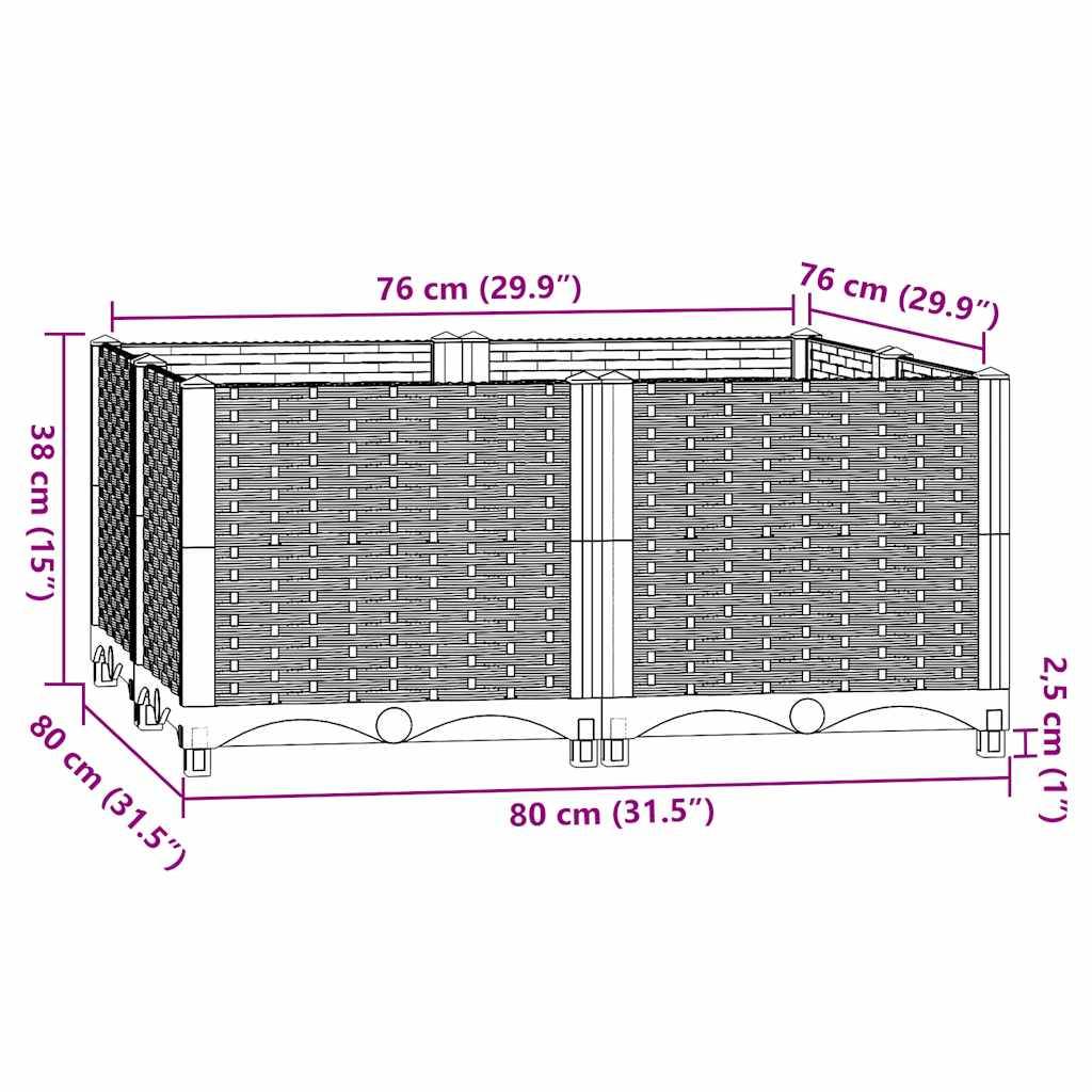 Prolenta Premium - Jardinière polypropylène gris 80 x 80 x 38 cm - Prolenta premium p344.9 - Image 6