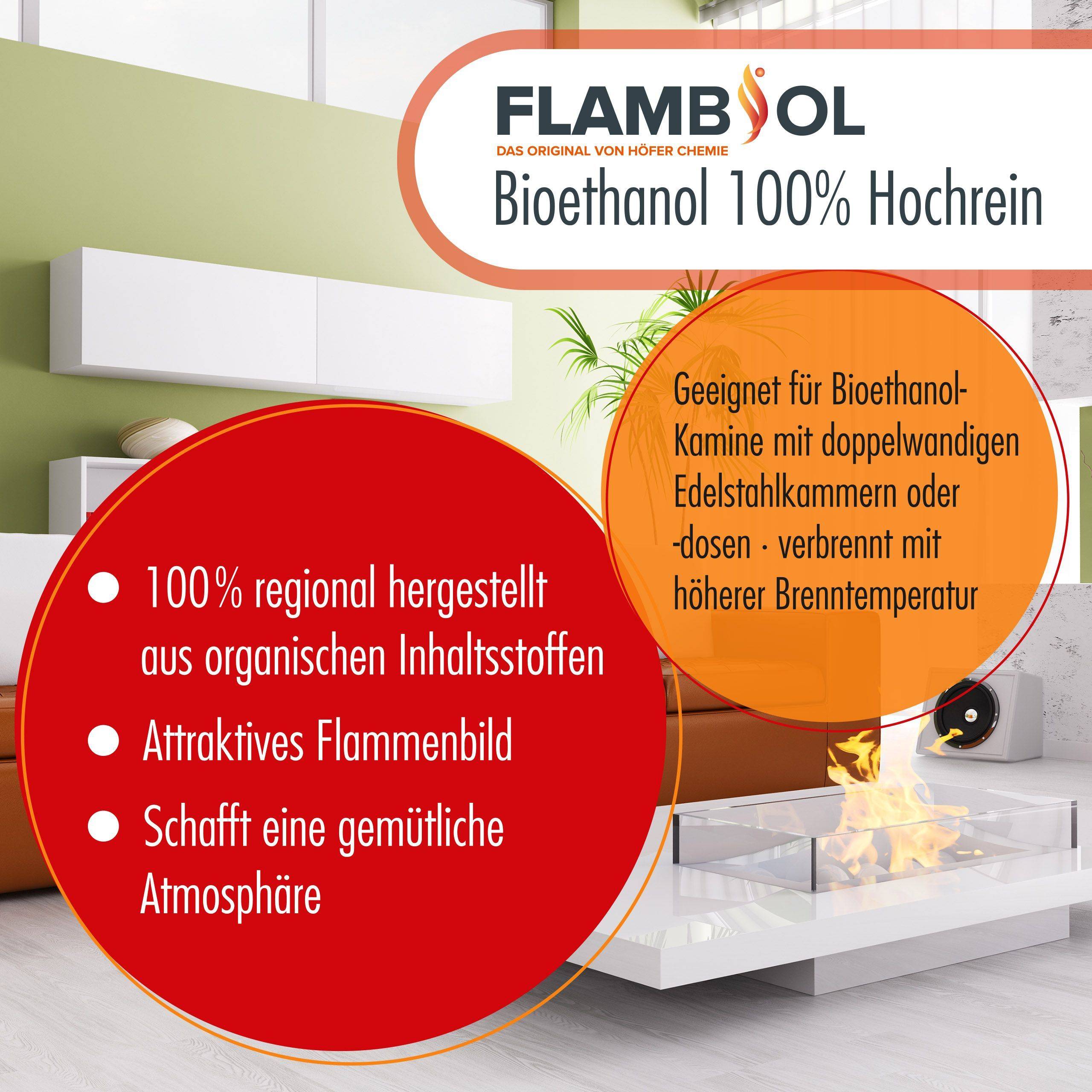 Bioéthanol à 100 % FLAMBIOL® dénaturé en bidon de 10 L x 6 - Image 5